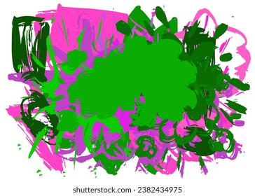 Green and purple graffiti speech bubble. Abstract modern Messaging sign street art decoration, Discussion icon performed in urban painting style.