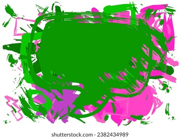 Green and purple graffiti speech bubble. Abstract modern Messaging sign street art decoration, Discussion icon performed in urban painting style.