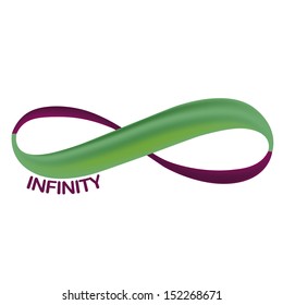 a green and purple infinity symbol in a white background