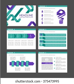 Green and purple infographics. Templates with elements and characters for presentations, business and marketing.