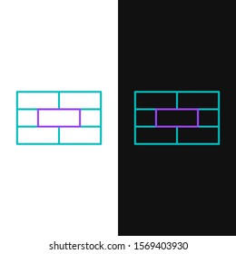 Green and purple line Bricks icon isolated on white and black background.  Vector Illustration