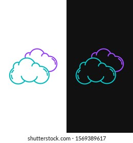 Green and purple line Cloud icon isolated on white and black background.  Vector Illustration