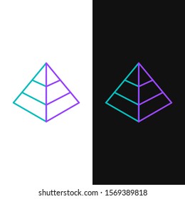 Green and purple line Egypt pyramids icon isolated on white and black background. Symbol of ancient Egypt.  Vector Illustration