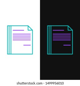 Green and purple line File document icon isolated on white and black background. Checklist icon. Business concept.  Vector Illustration