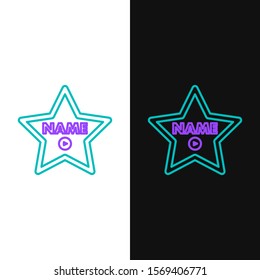Green and purple line Hollywood icon isolated on white and black background. Hollywood, famous sidewalk, boulevard actor.  Vector Illustration