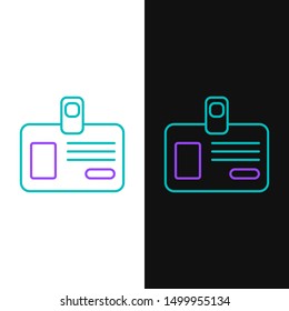 Green and purple line Identification badge icon isolated on white and black background. It can be used for presentation, identity of the company, advertising.  Vector Illustration