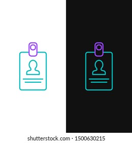 Green and purple line Identification badge icon isolated on white and black background. It can be used for presentation, identity of the company, advertising.  Vector Illustration