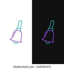 Green and purple line Ringing bell icon isolated on white and black background. Alarm symbol, service bell, handbell sign, notification symbol.  Vector Illustration