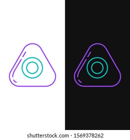 Green and purple line Sewing chalk icon isolated on white and black background.  Vector Illustration