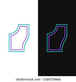 Green and purple line Sewing Pattern icon isolated on white and black background. Markings for sewing.  Vector Illustration