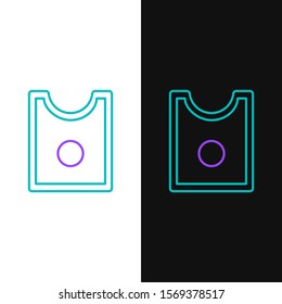 Green and purple line Sewing Pattern icon isolated on white and black background. Markings for sewing.  Vector Illustration
