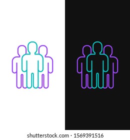 Green and purple line Users group icon isolated on white and black background. Group of people icon. Business avatar symbol users profile icon.  Vector Illustration