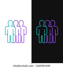 Green and purple line Users group icon isolated on white and black background. Group of people icon. Business avatar symbol - users profile icon.  Vector Illustration