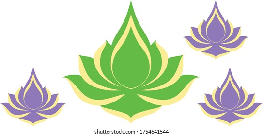 Green and purple lotus flowers