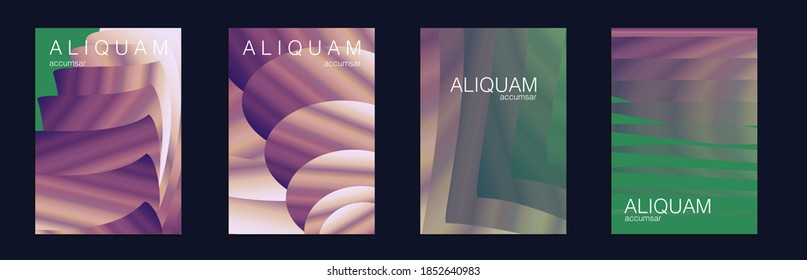 Green and Purple Metallic Fluid Minimal Designs. Abstract Vector Template. Vintage Paper Gradient Texture. Light Stylish Luxury Flyer. Geometric Liquid Texture. Business Background.