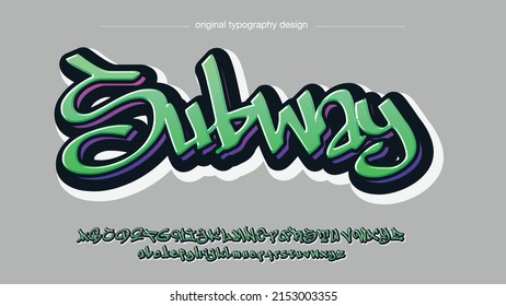 green and purple modern graffiti tag isolated letters