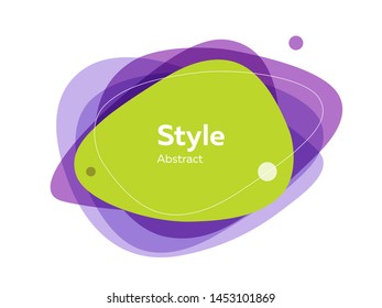 Green and purple multi-layer abstract graphic element. Dynamical colored form and line. Abstract banner with irregular shapes. Template for logo, flyer, presentation design. Vector illustration