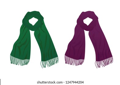 Green and purple  scarf. vector illustration