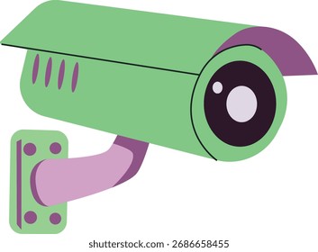 Icono de monitoreo de vigilancia de diseño plano moderno de cámara de seguridad púrpura verde