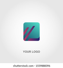 green purple square logo template vector