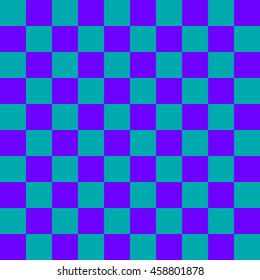 Green and purple squares. Vector art. Color chess.