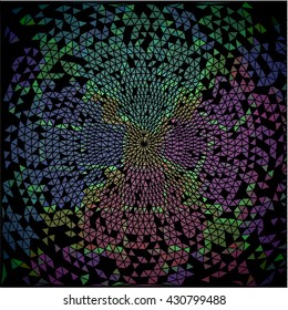 Green purple triangle circle on black beautiful background