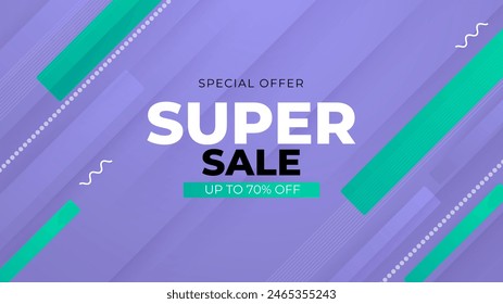 Green and purple violet vector mega sale super promo background with discount. Vector super sale template design. Big sales special offer. End of season party background