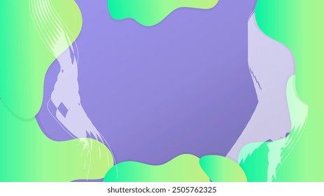 Green and purple violet vector simple minimalist style background design with waves and liquid