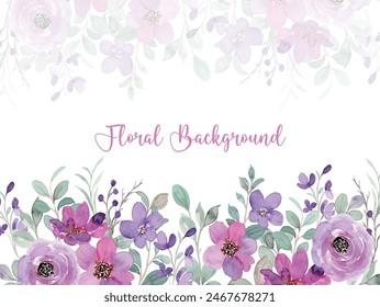 Green Purple Water Color Floral Invitation Card