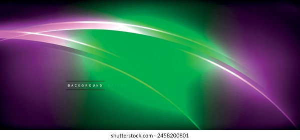 a green and purple wave on a dark background . High quality