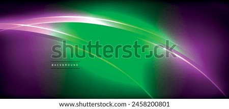 a green and purple wave on a dark background . High quality