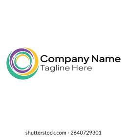 Green, purple and yellow circle waves logo template for business and company