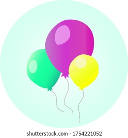 green purple yellow flying baloons 