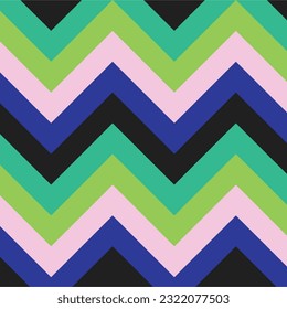 ilustración de fondo geométrico con estilo de zigzag verde y púrpura