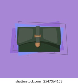 Ilustração de bolsa verde. Compras, acessórios, uso. Conceito de moda. A ilustração vetorial pode ser usada para tópicos como roupas, moda, propaganda, compras