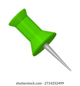 Ilustración realista del arte del Clip del Push Pin verde