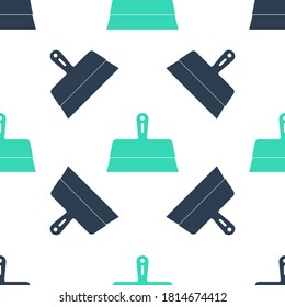 Green Putty knife icon isolated seamless pattern on white background. Spatula repair tool. Spackling or paint instruments. Vector.