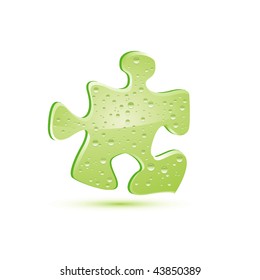 Green puzzle with drops. Vector illustration