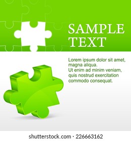 Green puzzle, info graphic elements & text, vector illustration