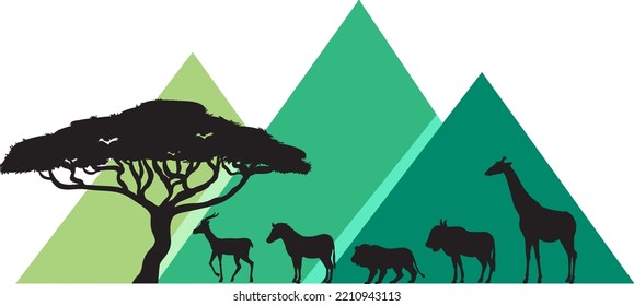 Green pyramid mountain vector illustration