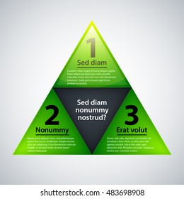 Green pyramid with three numbered choices.