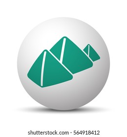 Green Pyramids icon on white sphere