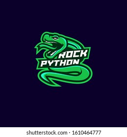 green python snake sport logo design 