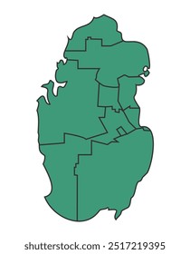 Green Qatar Simple map with states border outline vector