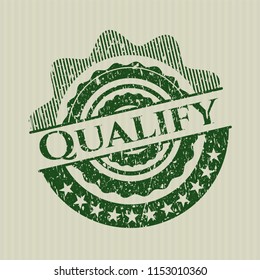 Green Qualify distress rubber stamp