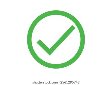 Green quality affirmative tick icon in circle