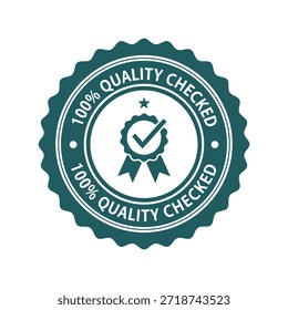 Sello de control de calidad verde con marca de verificación y Vector de cinta