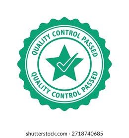 Green quality control passed seal with checkmark Vector