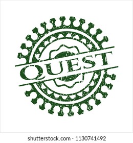 Green Quest distress rubber stamp with grunge texture