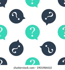 Green Question mark in circle icon isolated seamless pattern on white background. Hazard warning symbol. FAQ sign. Copy files, chat speech bubble and chart web icons. Vector.
